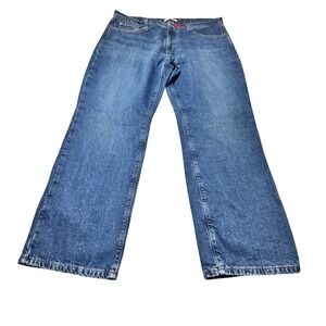 LL Bean Standard Fit Jeans Mens 36x30 Blue Denim Flannel Lined Workwear